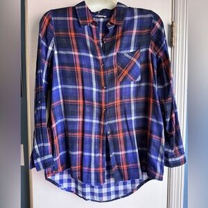 Blue and Orange Plaid Women's Shirt